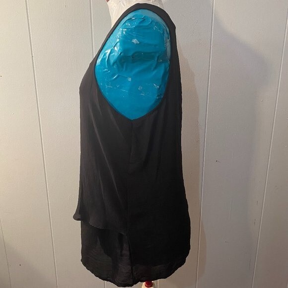 ANA Sleeveless Scoop Neck Layered Sheer Womens Top Size L - Picture 5 of 10